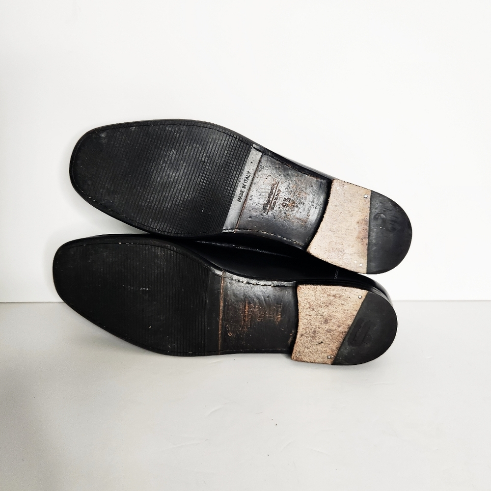 Santoni Men's Black Leather Slip On Loafers with Tassels Size 9.5 Made in Italy - Picture 6 of 9